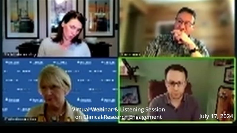Scott Daniska speaking during his public comment at the NIH virtual webinar on clinical research engagement.